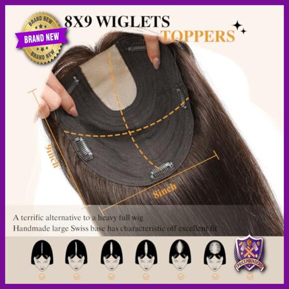 Real Human Hair Topper with Bangs for Thinning Hair 15 Inch main image 6